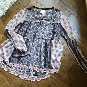High low cute flowy boho blouse
